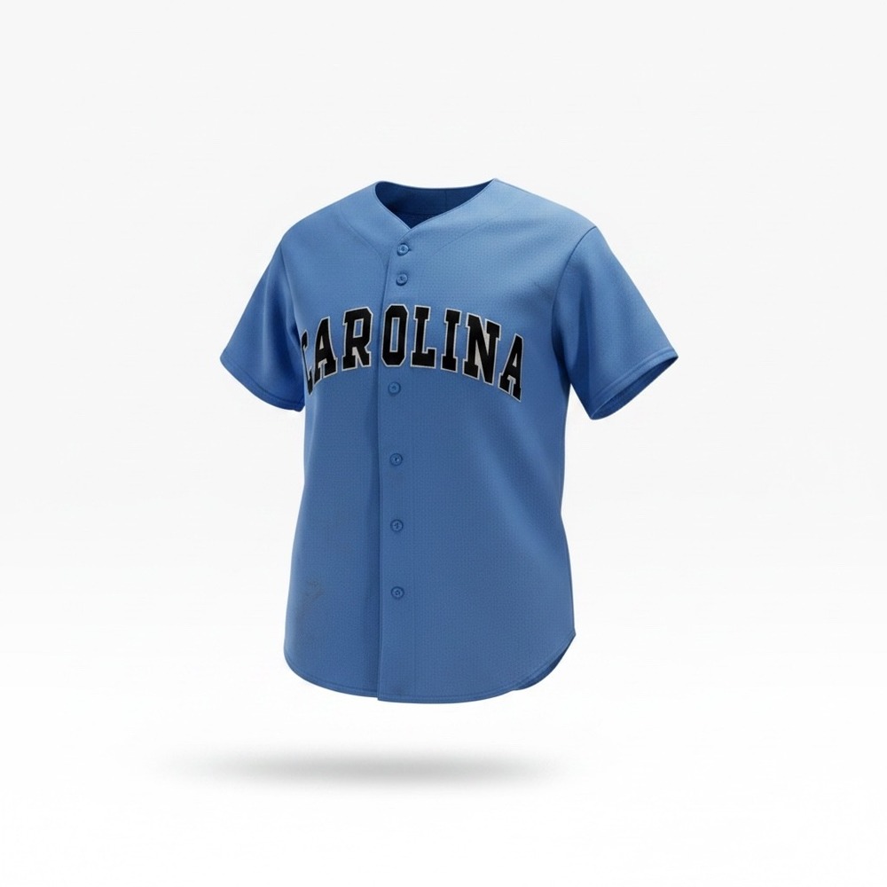 Majestic Carolina Baseball Jersey Mens XL Blue Mesh Button Front Made in USA